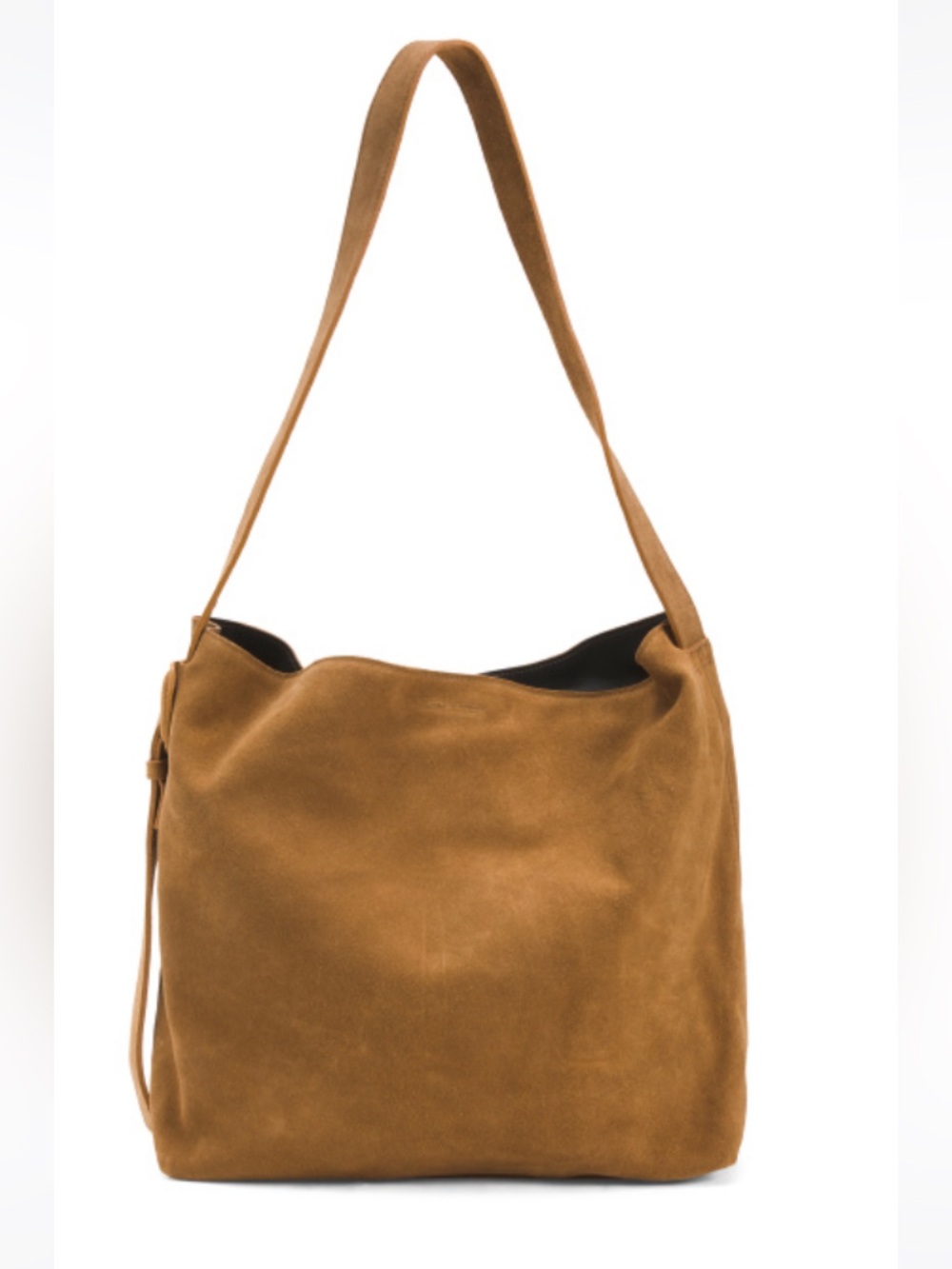 Dimoni Made in Spain Suede Hobo Shoulder Bag Tobacco Brown Adjustable Strap